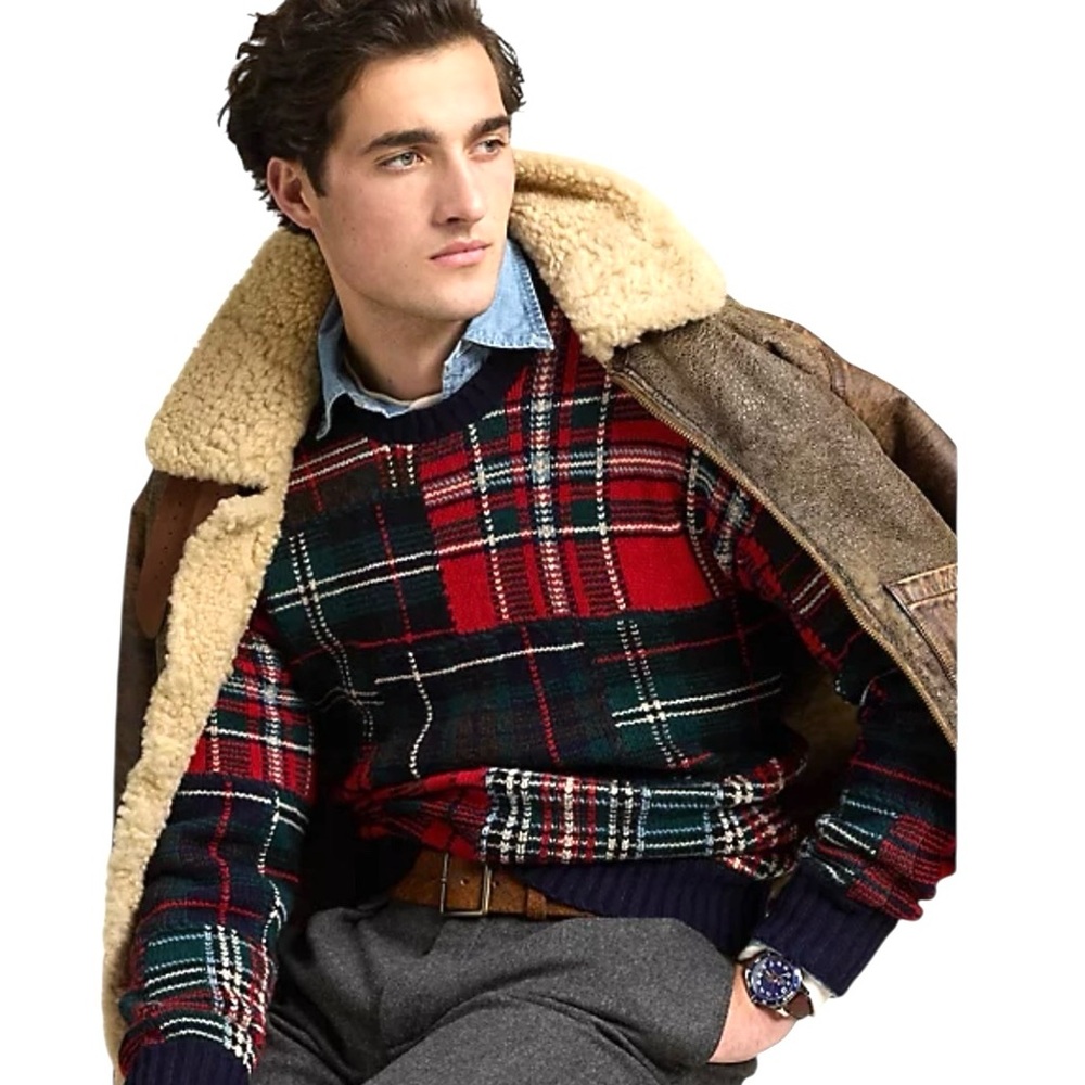 POLO RALPH LAUREN NWT
Wool-Blend Patchwork Plaid Sweater in Sz M - Picture 6 of 12